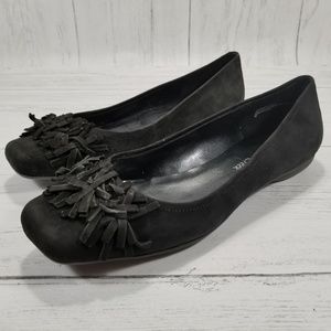Coldwater Creek Tousled Black Suede Flats